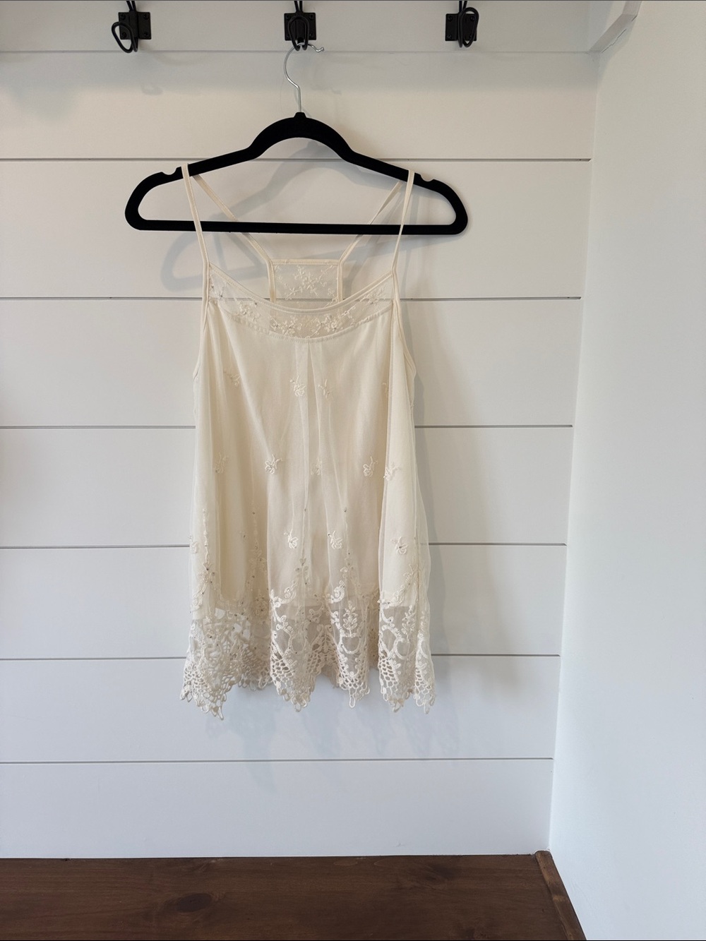 Ivory Lace-Hem Camisole with Delicate Embroidery
